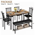 thumbnail image 6 of PORKISS Dining Table Set for 6, 6 Piece Dining Room Set with 4 PU Leather Chairs and Bench, Kitchen Table and Chairs Set with Storage Rack, Rectangular Dining Table Set for Apartment, Brown + Black, 6 of 8
