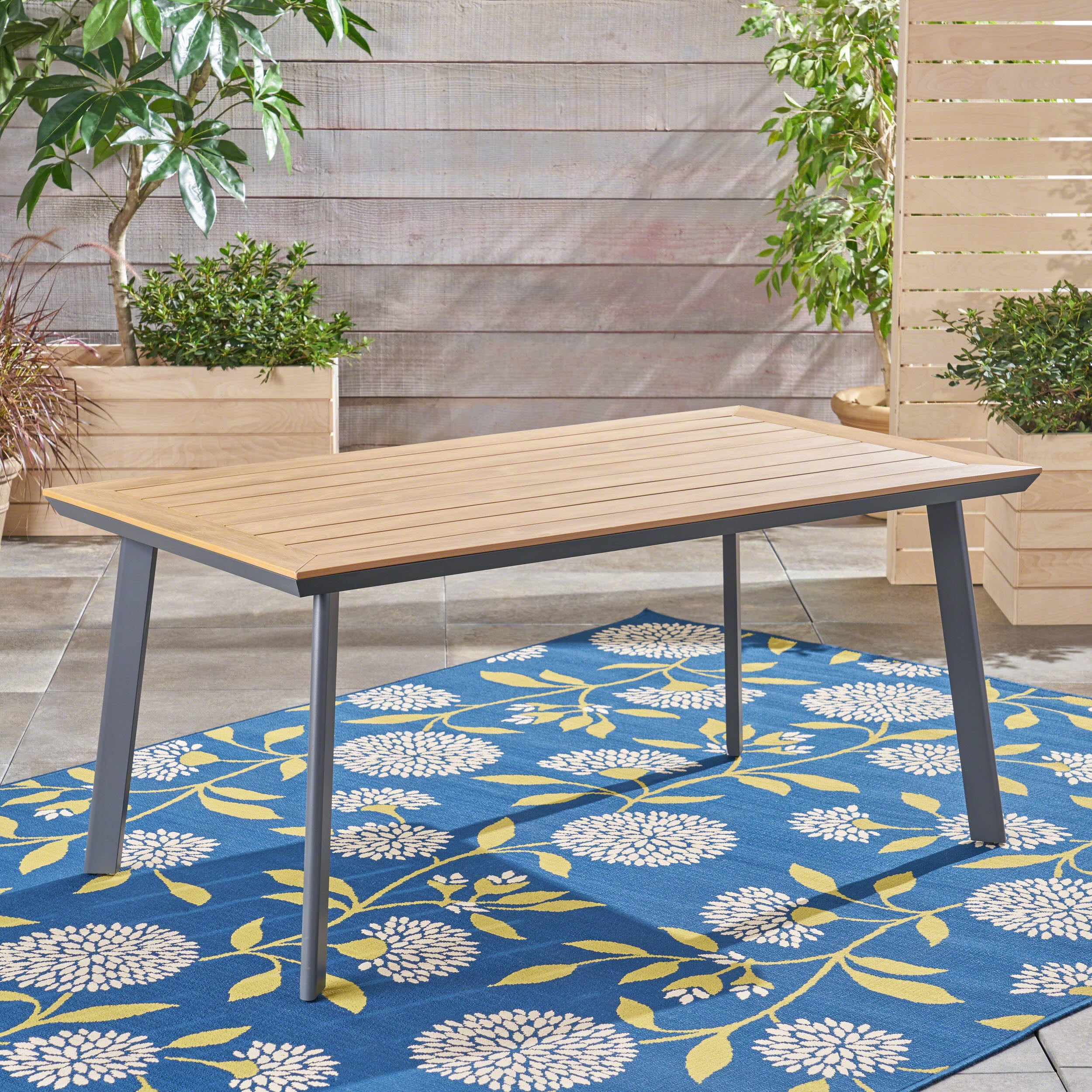 Faux wood outdoor dining table sale