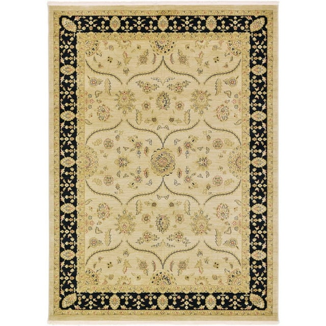 Unique Loom Edinburgh French Floral Design Rug 7' x 10' Rectangle Beige/Black