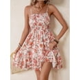 thumbnail image 2 of Women's Smocked Floral Square Neck Cami Dress with one hundred percent polyester fabric for everyday wear daily, 2 of 7