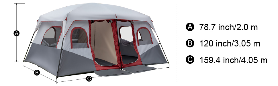 CORE 10 Person Tent, Large Multi Room Tent for Jordan