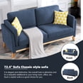 thumbnail image 2 of 72" Sofa Couches for Living Room,Mid Century Modern Velvet Love Seats Sofa,Upholstered Loveseat Sofa for Bedroom,Apartment,Home Office,Blue, 2 of 8