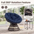 thumbnail image 6 of ELLEGNT Rattan Wicker Lounge Chair - Swivel Papasan with Extra‑Thick Cushion, Metal Frame for Yard or Balcony, Navy, 6 of 10