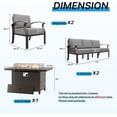 thumbnail image 2 of Gotland 8 Seats Outdoor Metal Patio Furniture Set with 55,000 BTU Gas Fire Pit Table w/Glass Wind Guard Patio Conversation Sectional Sofa Sets-Grey, 2 of 9