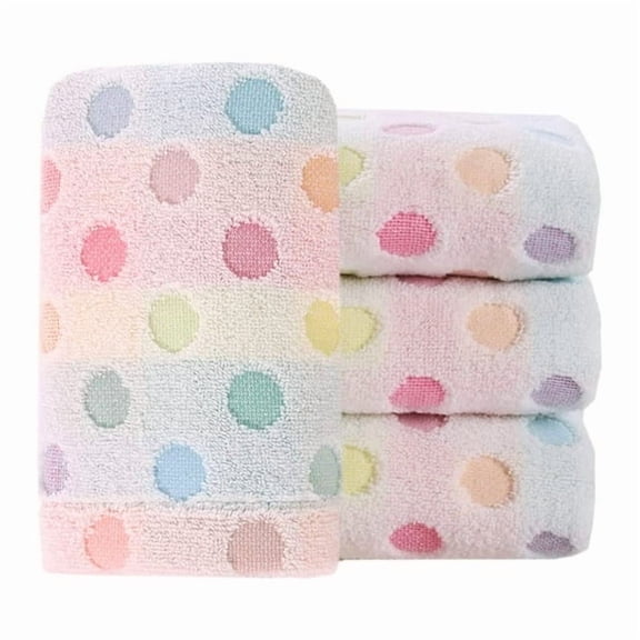 Xiao Hua pure cotton handkerchief, colored polka dot pattern, thick and soft absorbent towel, 13.8 * 29.5 inches, 4-pack, white