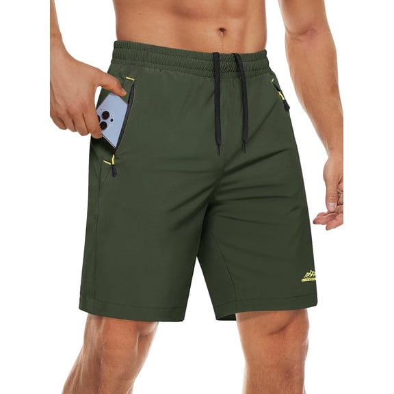 TACVASEN Mens Shorts Workout Quick Dry Athletic Shorts with Zipper Pockets Hiking Sport Short Green US 33