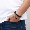 thumbnail image 2 of Personalized Mens Braided Genuine Leather Bracelet Stainless Steel Custom Beads Name Charm Bracelet For Men With Family Names, 2 of 10