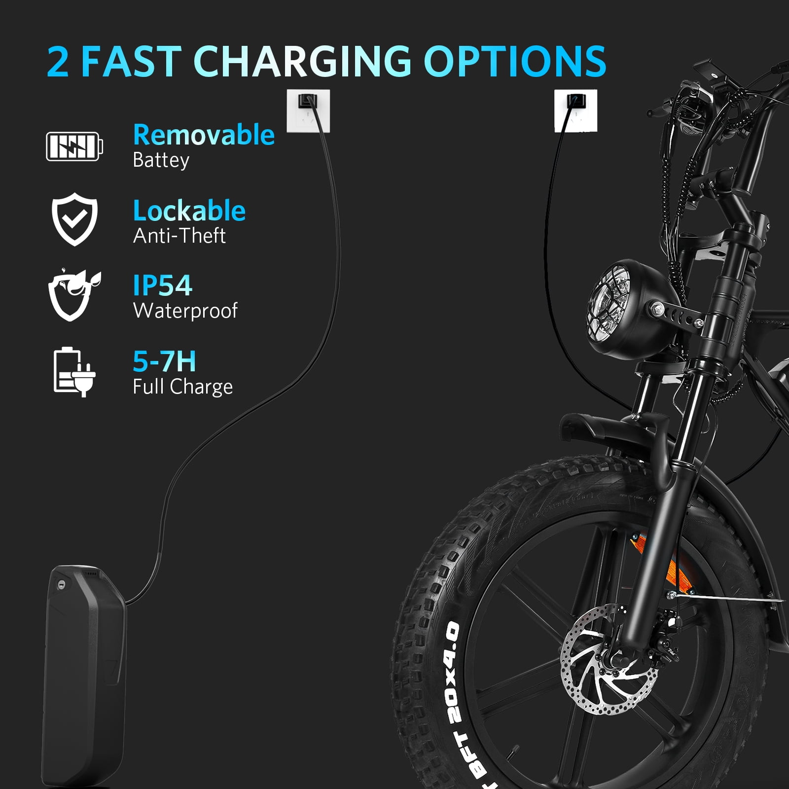 OUXI Electric Bike Adults, 20" x 4.0 Fat Tire Ebike with 48V 15Ah Battery, Peak 1000W Electric Bicycles, 31MPH Electric Mountain Bike, Shi-mano 7 Speed, Ebike for Adults UL2849
