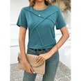 thumbnail image 6 of Womens Tops Short Sleeve Summer Tops For Women Casual Pleated Round Neck Business Womens T Shirts, 6 of 7