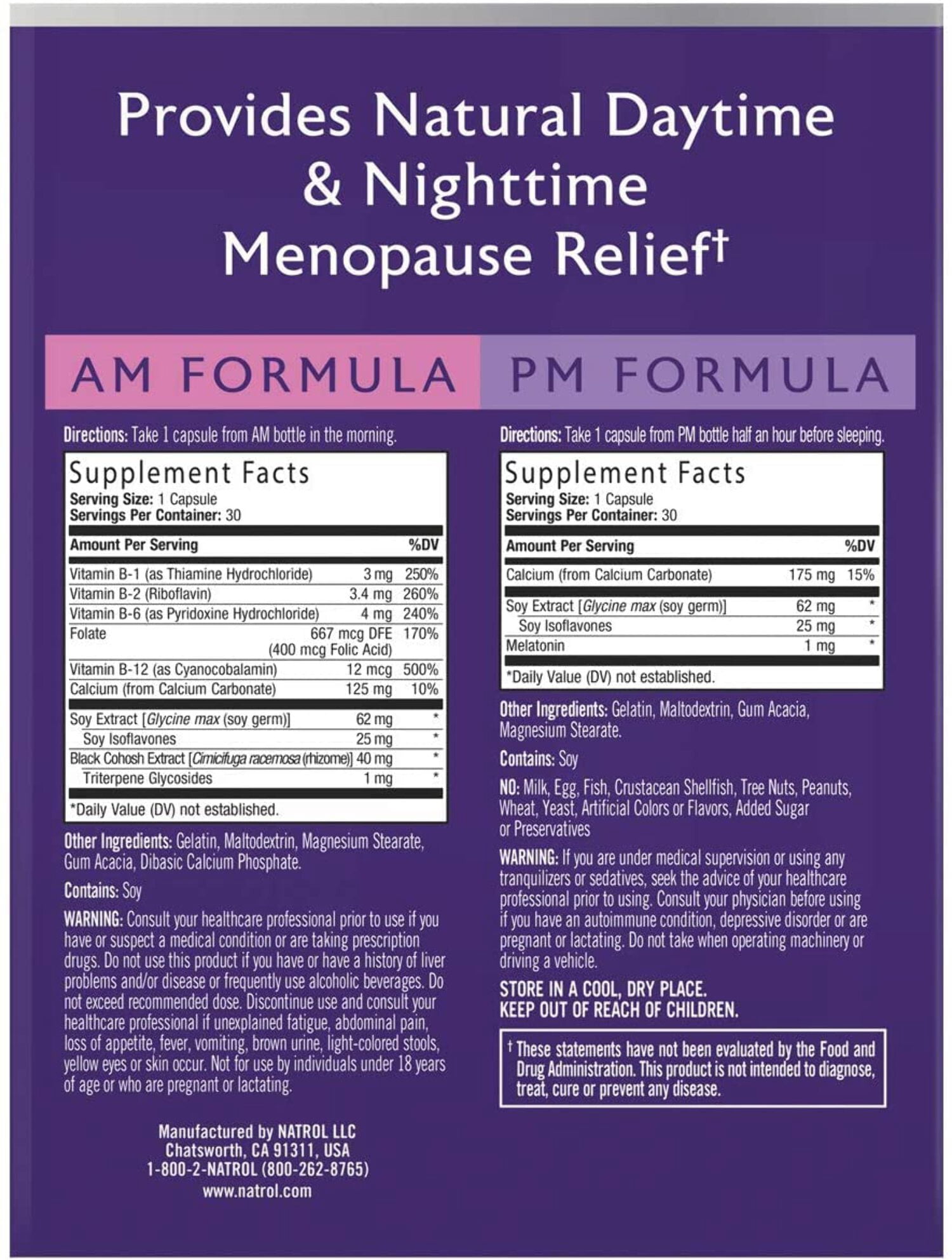 Natrol Complete Balance For Menopause AM&PM Capsules, 30 Ct