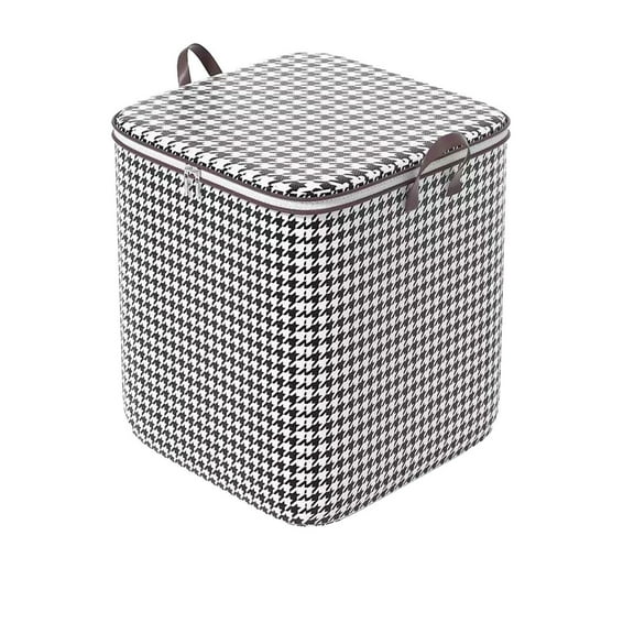 Houndstooth Storage Bag Large Capacity Folding Clothes Portable Wardrobe Sorting Clothes Storage Box With Reinforced Handle Zipper Cloth, Multi-Color One Size