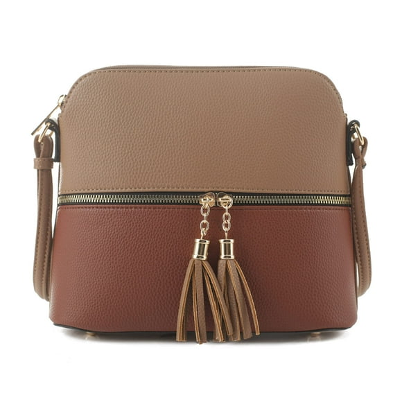 SG SUGU Bolso bandolera Lunar ligero de cúpula mediana con borla | Bolsillo con cremallera | Correa ajustable