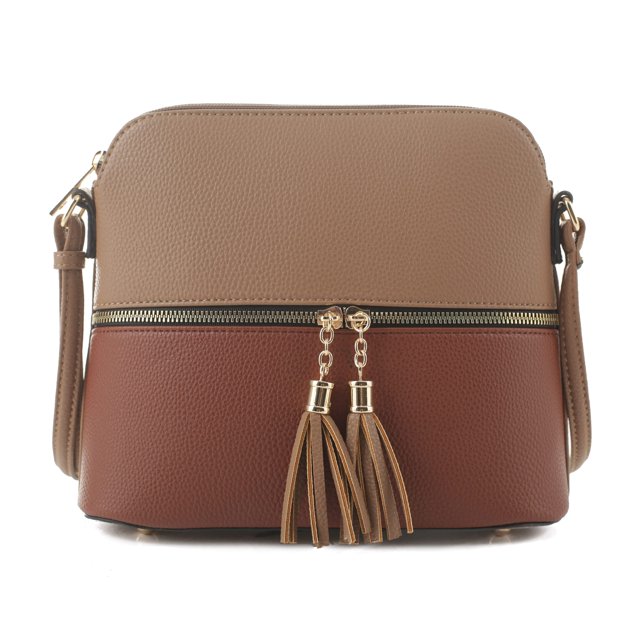 SG SUGU Bolso bandolera Lunar ligero de cúpula mediana con borla | Bolsillo con cremallera | Correa ajustable
