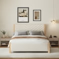 thumbnail image 2 of Leuco Queen Size Upholstered Platform Bed Frame with Wood Legs & Headboard, No Box Spring Needed, Beige, 2 of 8