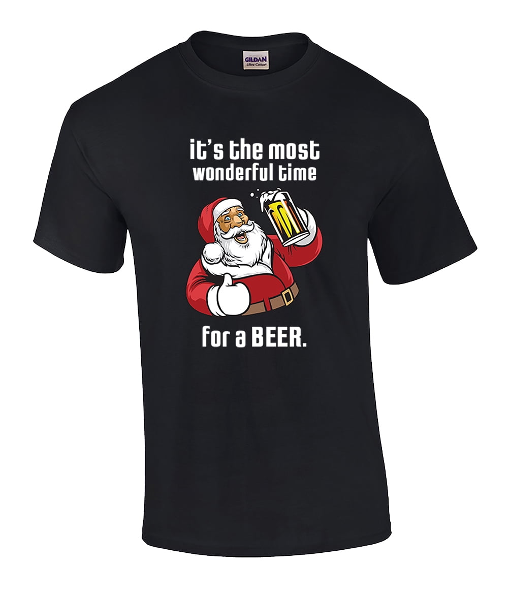 Funny Christmas Shirt Santa Its The Most Wonderful Time For A Beer Ugly Sweater Party Santa Drinking Shirt Beer Lover Gift Funny Xmas