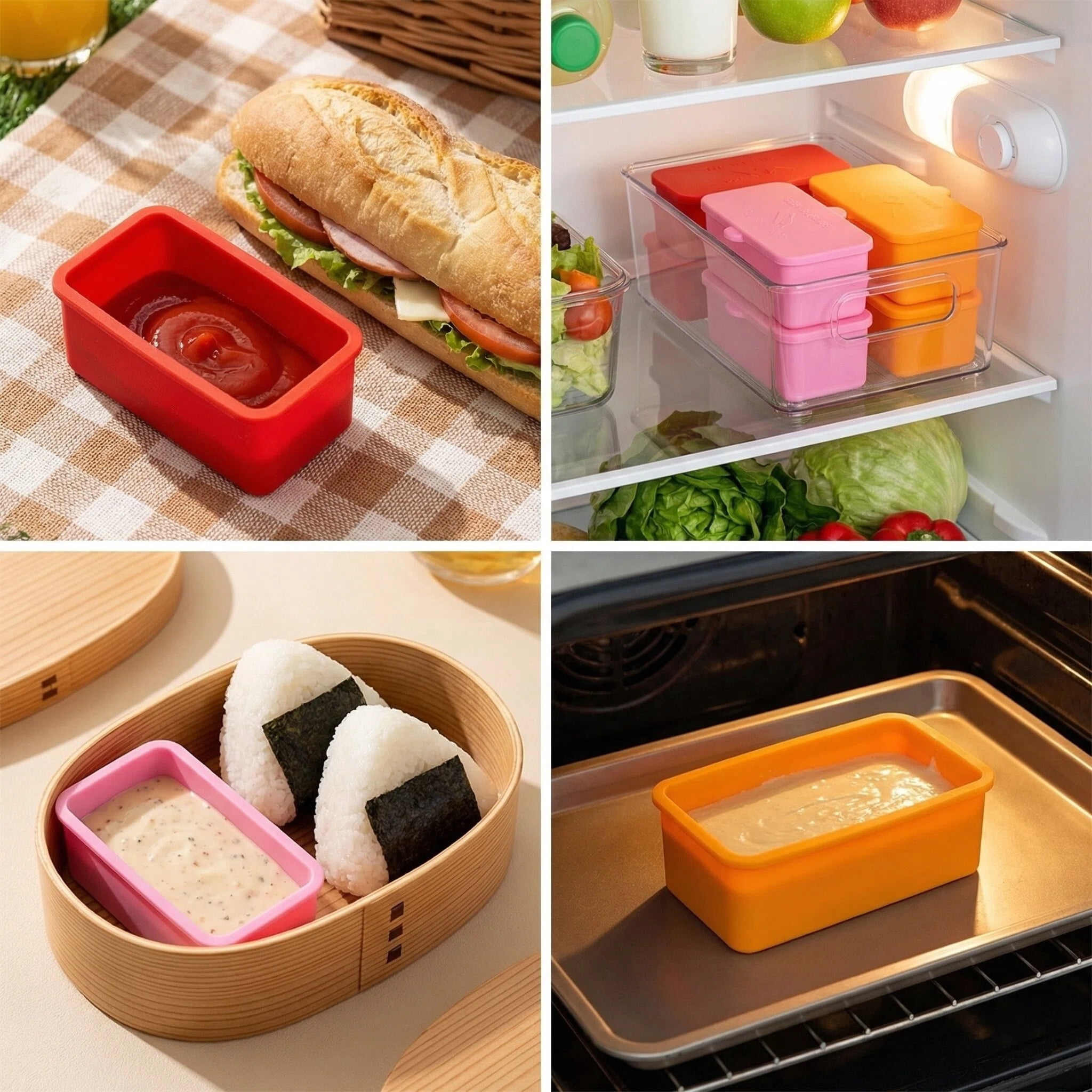 MEYYOI Silicone Stackable Leak-Proof BPA Free Dishwasher Microwave Oven Safe Bento Boxes 3 Count