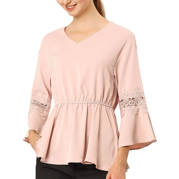 Blusa Top Peplum Allegra K Rosa XS