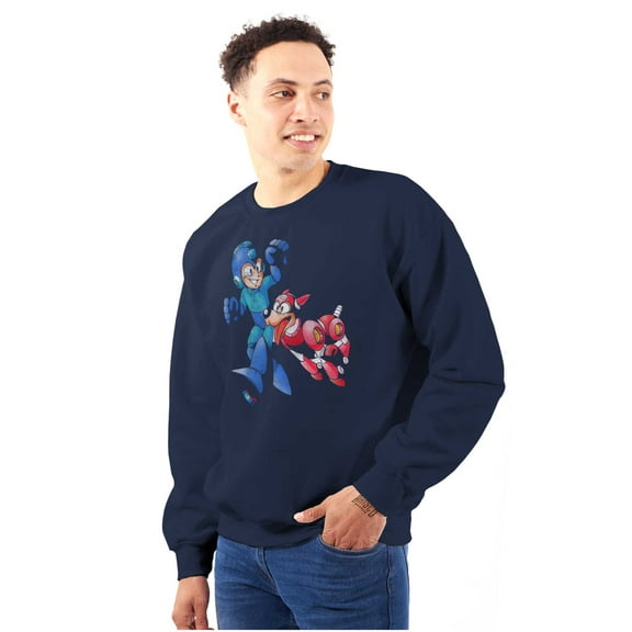 Classic Video Game Mega Man and Rush Unisex Plus Size Sweatshirt Brisco Brands 2X
