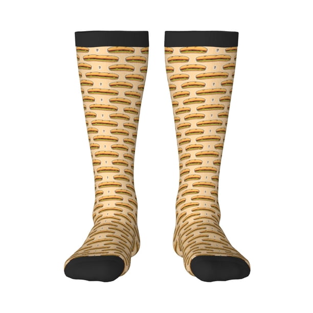 Fotbe Submarine Sub Sandwich Calcetas Divertidas Estampadas para Hombre y Mujer, Calcetas de Algodón hasta la Rodilla para Caminar, Correr, Enfermería y Embarazo