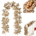 thumbnail image 2 of Beige Fall Maple Leaves Garland, 5.7Ft Artificial Maple Leaf Autumn Garland Hanging Fall Vines Table Decorations Front Door Fall Decor Thanksgiving Decorations Decor Outside Indoor Decor 1Pc,Beige, 2 of 9