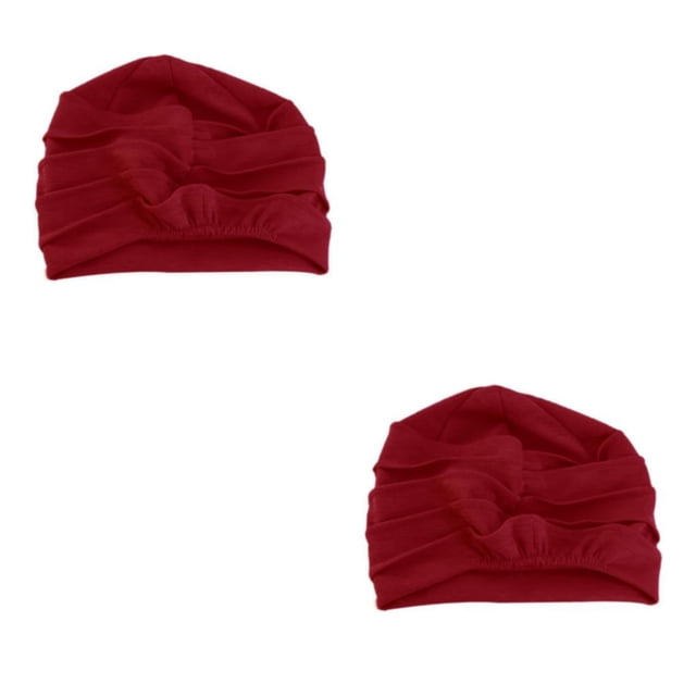 mmirethe Bonnet de Nuit en Coton Doux et Extensible pour la Perte de Cheveux Rouge Violacé 56-58cm 2Set