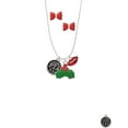 thumbnail image 2 of Delight Jewelry Silvertone Physical Therapist Caduceus Seal - PTA Christmas Kiss Charm Necklace and Stud Earrings, 2 of 4