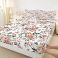 thumbnail image 3 of Homewish Rose Flower Floral Queen Sheet Sets for Adult, Plant Botanical Flat Sheet, Vintage Western Fashion Queen Fitted Sheet, Luxury Bedroom Decor, 4 Pieces, 3 of 7
