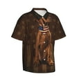thumbnail image 2 of Vizsla Dog With Vintage American Flag Men's 3d Print Casual Button Down Shirts, Novelty Hawaiian Short Sleeves L, 2 of 8