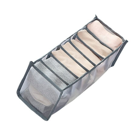 

Bra Underwear Storage Box Resuable Sock Organizer Drawer Separate Underpant Storage Cabinet Underwear bag Home Organization 7 Grid Underpant & grey