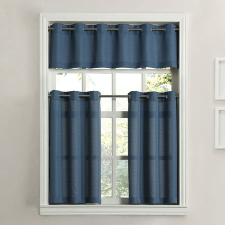- Mainstays Solid Grommet 3-Piece Kitchen Curtain Tier and Valance Set