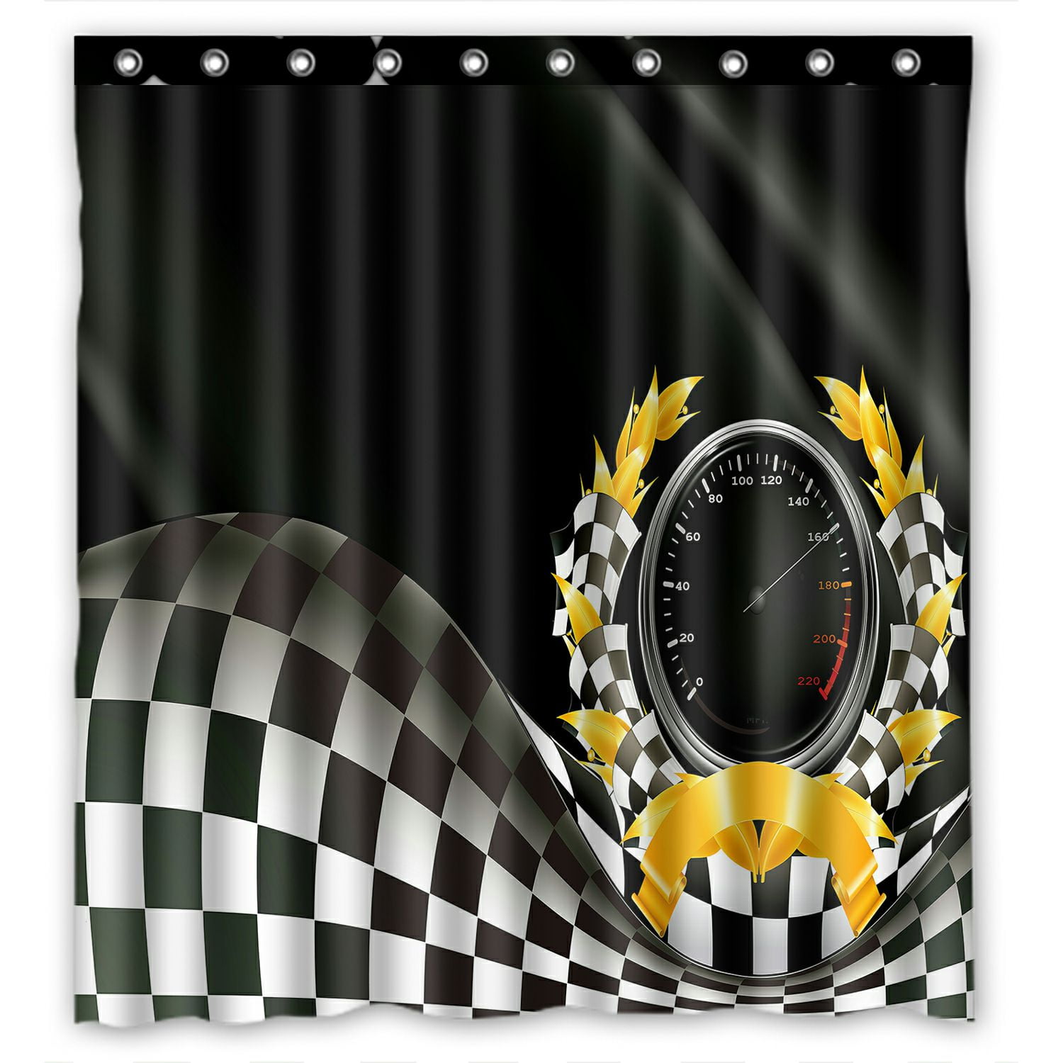 ABPHQTO Racing Waterproof Polyester Shower Curtain and Hooks For Home