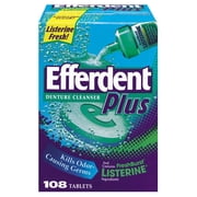 Efferdent Plus Tablets with Freshburst Listerine Denture Cleanser, 108 ct