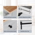 thumbnail image 5 of Ktaxon Mid-Century Modern Kitchen Island Cart with Storage, 47.2" Rolling Kitchen Storage Island on Wheels with 3 Drawers, Farmhouse Island Table with Spice Rack & Drop Leaf, White, 5 of 11