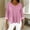 Pink, variant on HOMBOM Shirts for Women 3/4 Sleeve Blouse V Neck Navy Spring Split Hem Solid Imitation Denim Young Womans Tops