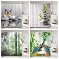 thumbnail image 2 of Zen Shower Curtain Green Bamboo Purple Flower St Reflection Water Scenery Pattern Printed Fabric Bath Curtains Bathroom r, 2 of 7