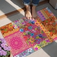 thumbnail image 4 of Bohemian Floral Patchwork Non-Slip Entryway Door Mat,Boho Indoor Decor Durable Low Plush Door Mat,Washable Welcome Rug for Patio Hallway Home Decor 20x32 Inches, 4 of 7