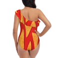 thumbnail image 5 of Gukieu Tortilla chips Print One-shoulder Ruffled One-piece Swimsuit with Removable Chest Pads and Tummy-control Swimsuit for Women-Medium, 5 of 6
