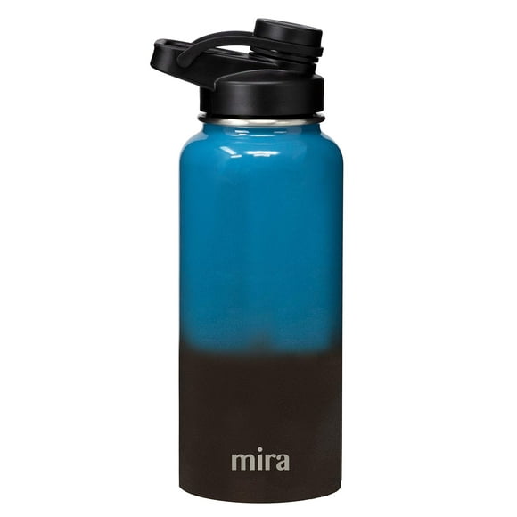 MIRA Bouteille d'Eau de Sport Isolée en Acier Inoxydable - Thermos en Métal Hydro Garde au Froid pendant 24 Heures, Chaud pendant 12 Heures - Couvercle à Bec Sans BPA (32 oz (960 ml, 1 qt), Lave Bleue)