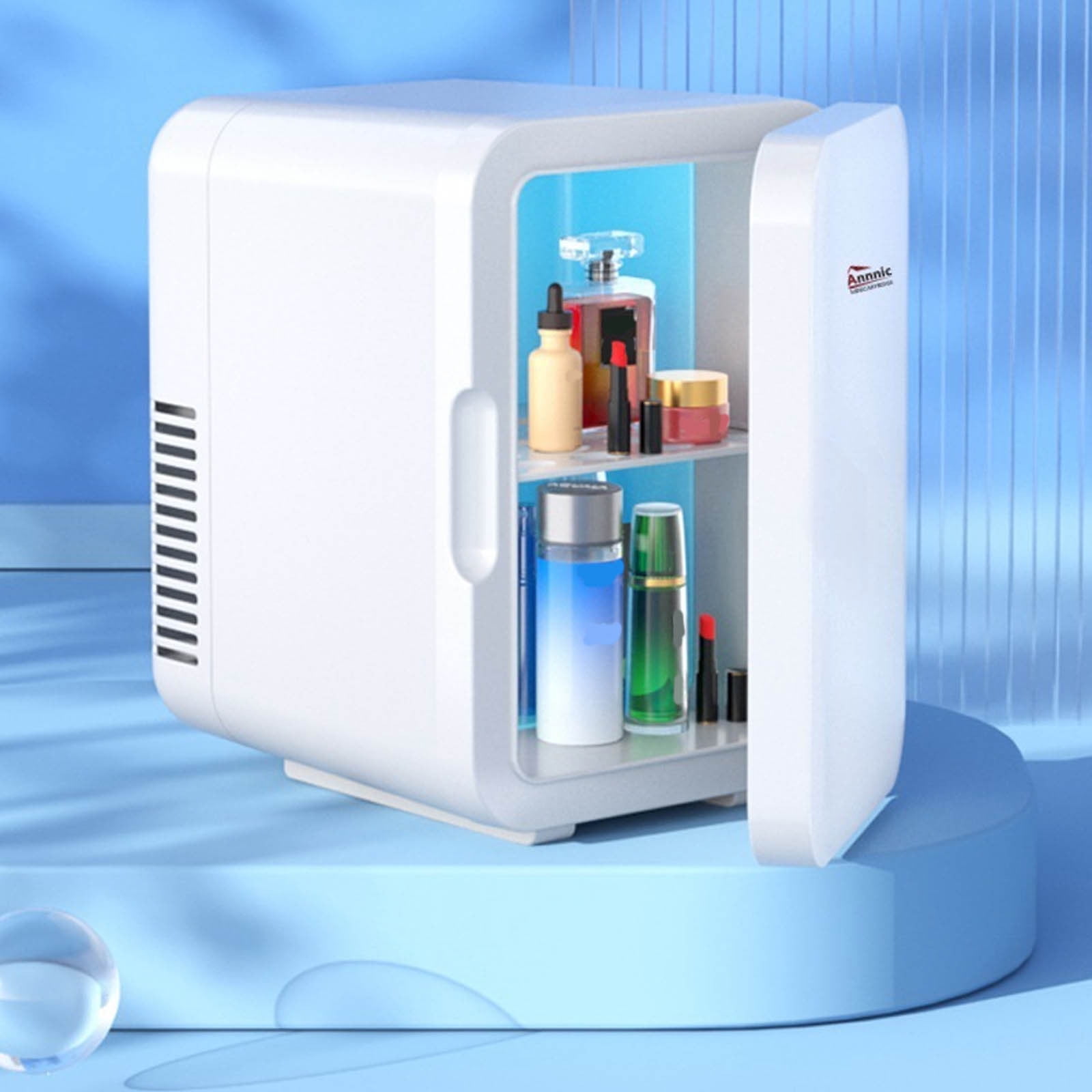 XIAOLE Mini Personal Fridge Cooler, Portable Small Refrigerator 6L/6 Can Cooler & Warmer Compact Fridge for SkinCare, Food and Drinks, Small Fridge for Bedroom, Dorm, Car, Office (White)