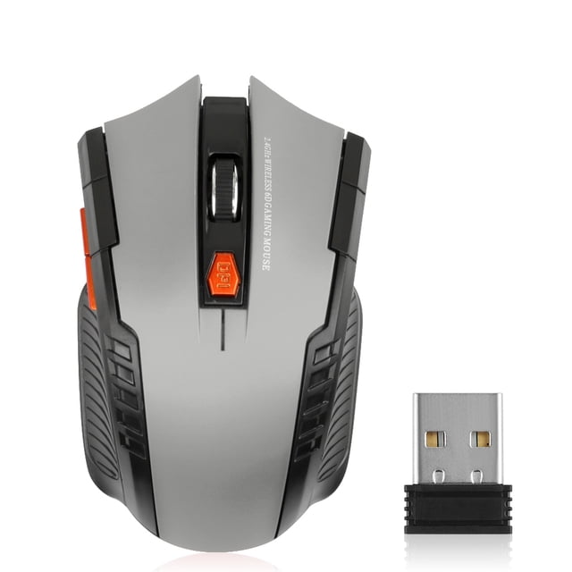 Cateissary Ratón óptico inalámbrico portátil 6 teclas Ratones de computadora para juegos 800/1200 / 1600DPI Accesorios para computadora Juegos de teclado y mouse para computadora Gris