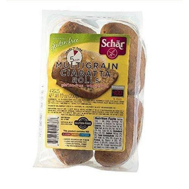 (6 Pack) Schar Gluten Free Multigrain Ciabatta Rolls, 7 oz, 4 Count