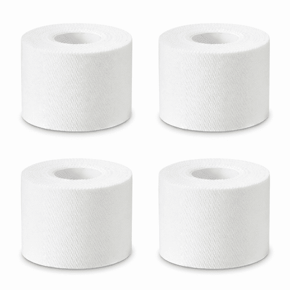 ROSEXIXI 4 Pcs White Athletic Sports Tape, 1.50 x 359.84 Inch Tearable Cotton Bandage, Breathable Self-Adhesive Protective Wrap for Finger Wrist Ankle Support