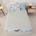 thumbnail image 4 of Homewish Vintage Bohemian Flowers Zipper Full Size Comforter Sets with Fitted Sheet and 2 Pillowcases,Blue Boho Plants Zipper Bedding Set,Light Gray Reversible,4pcs, 4 of 8