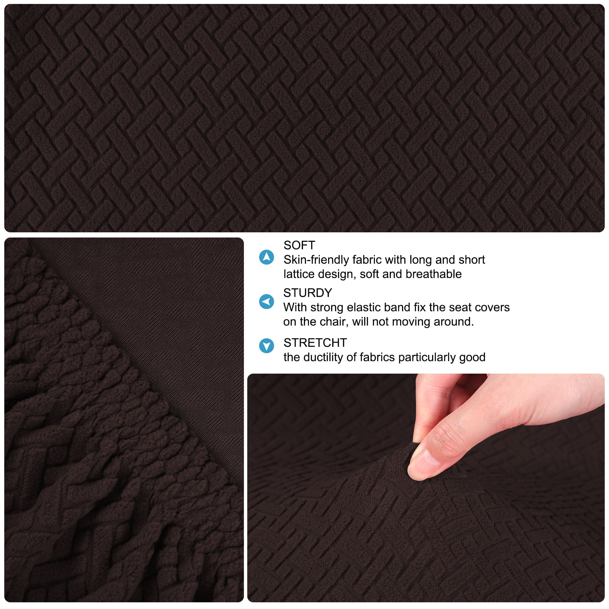 Unique Bargains Bar Stool Covers for Bar Counter Short Back Chair Slipcovers Dark Brown 2 Pcs