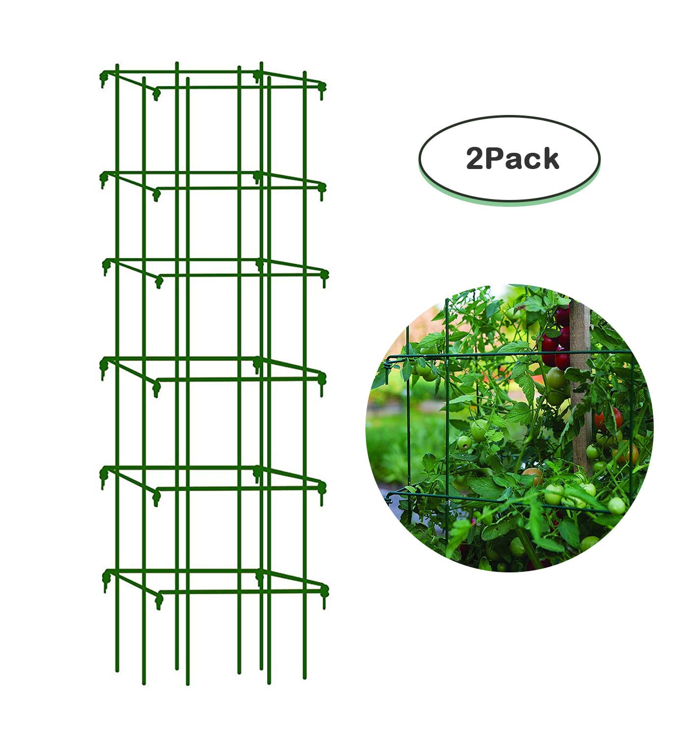 Mr. Garden Heavy Duty 47" Tomato Trellis Cage, Set of 2 Green