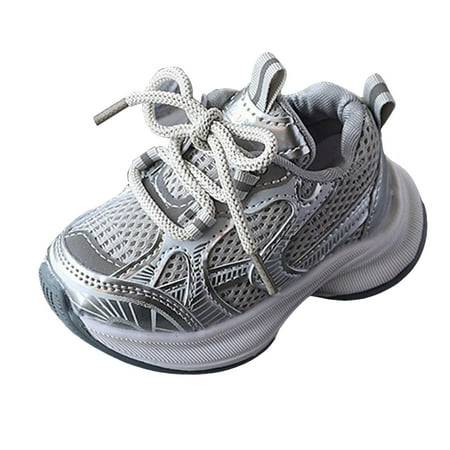 TOWED22 Toddler Shoes Boys Girls Sneakers with Mesh Breathable Shoes Non Slip Light Little Kid Athletic Shoe Comfortable Walking Shoes 8 Grey