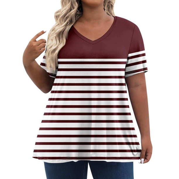 Camiseta de Manga Corta de Cuello en V Sólido Casual, Camisetas de Manga Corta para las Mujeres