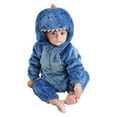 thumbnail image 3 of Toddler Kids Baby Cute Dinosaur Fleece Long Sleeve Jumpsuit One Piece Jumpsuits Rompers for Boys Girls, Children's Cosplay Costume Blue qILAKOG 12 Months, 3 of 7