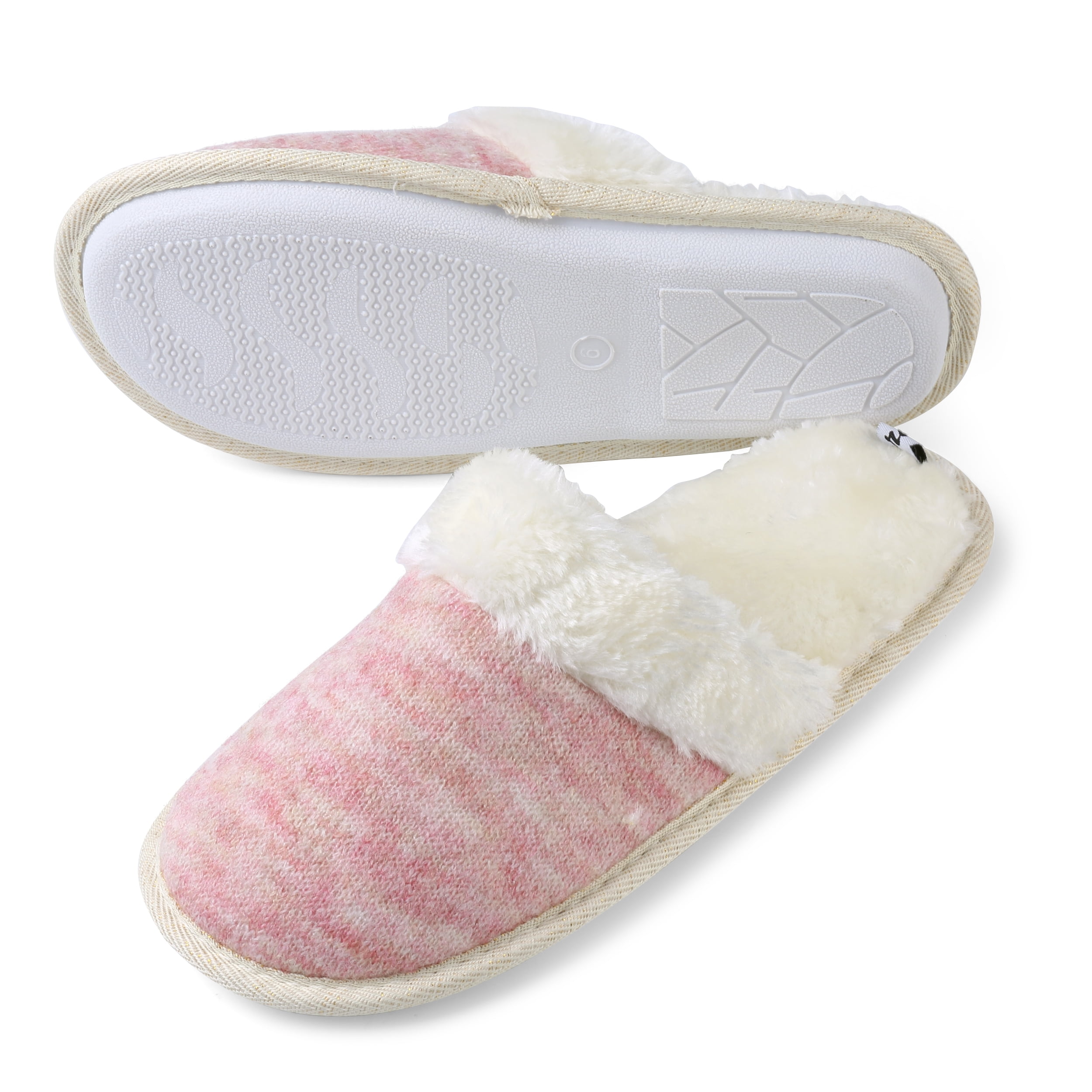 Women’s Winter Warm Plush Slippers with Memory Foam Cushion & Non-Slip Rubber Sole – Indoor/Outdoor House Shoes