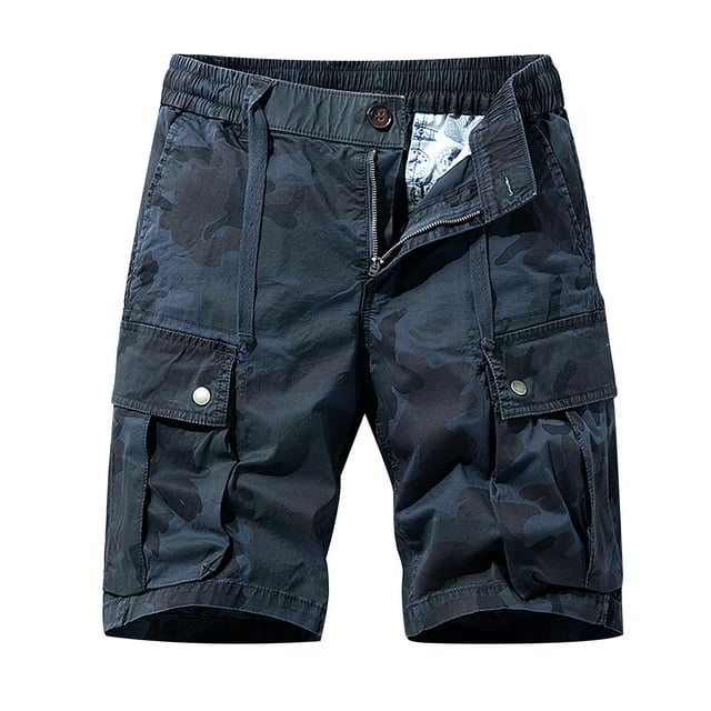 LSLJS Men's Summer Camouflage Outdoors Casual Have PocketsButton Zipper Drawstring Sport Shorts Pants Gifts for Men